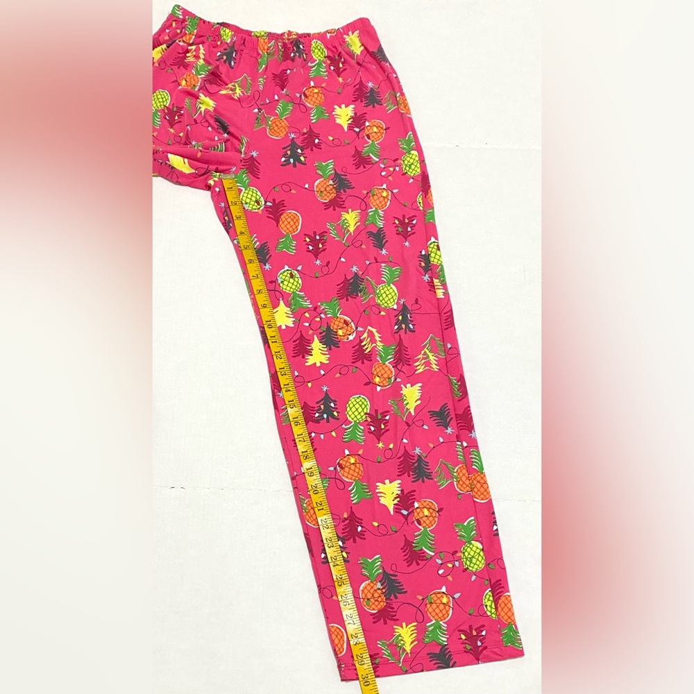 HUE Womens M Pink Green Pineapple Pine Joy Jersey Knit Pajama Set Loungwear - Picture 13 of 16